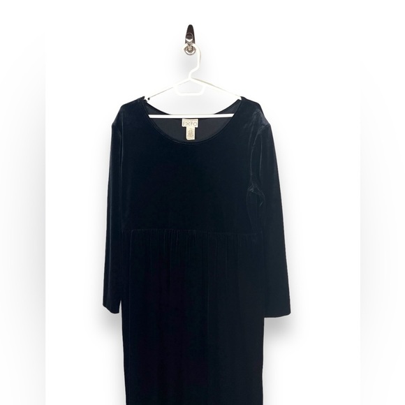 Expo Vintage Scoop Neck Long Sleeve Velvet Shift Dress, Midnight Blue, Size 14 - Picture 2 of 8
